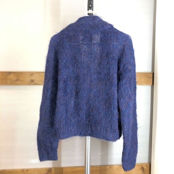 VTG SUE NEWELL HOLT RENFREW English Hand Knit Mohair Wool Blend Shawl Sz M/L - Picture 6 of 9